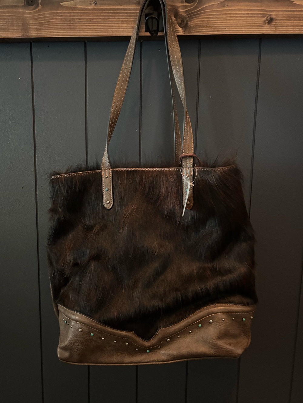 Tony Lama Fur and Leather Tote Bag - Elegant Everyday Carry